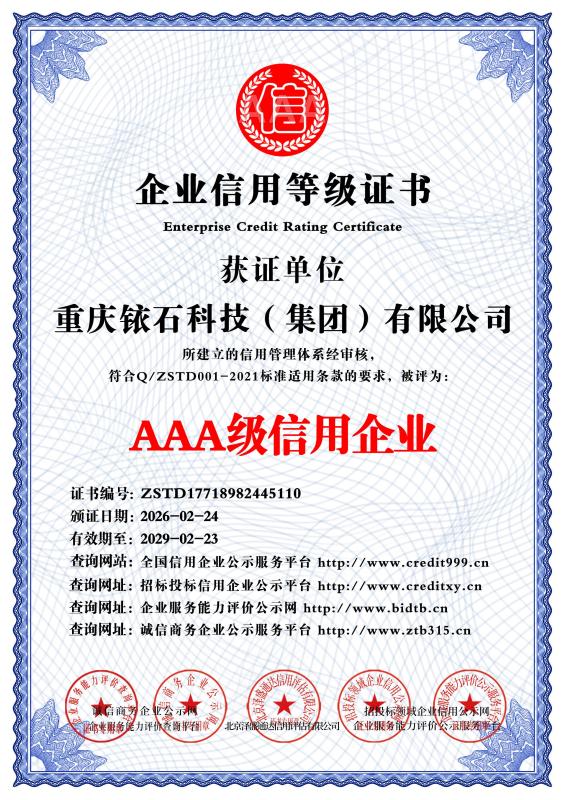 AAA Enterprise Credit Rating Certificate